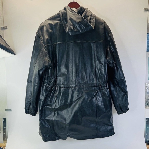 Vintage 1986 Wilsons Hooded Quilted Lined Leather Jacket Cinch‎ Waist 1X - Picture 11 of 14